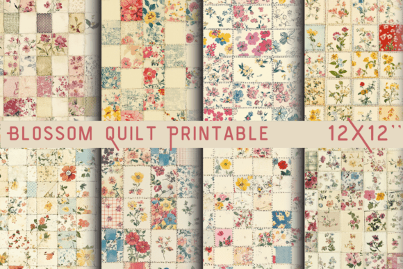 Blossom Quilt Printable Sheet: Vintage Craft for Modern Design