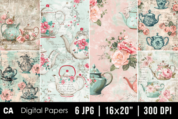 Charming DIY: Vintage Floral Teapot Journal Pages
