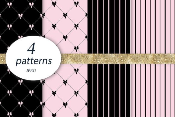 Elegant Pink Bow & Stripe Digital Paper for Creative Projects