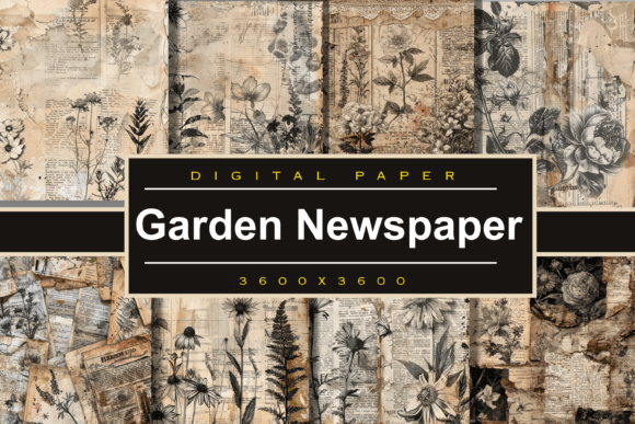 Garden Newspaper Gothic Ephemera: Merging Vintage Whispers with Dark Botanicals