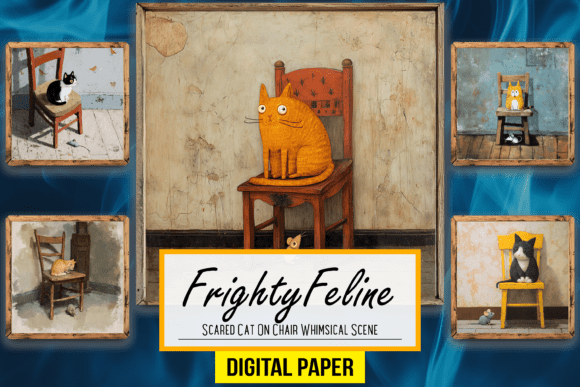 Scared Cat on Chair: Whimsical Arts for Creative Projects