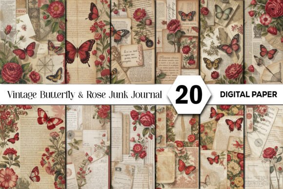 Timeless Charm: Using Vintage Butterfly & Rose Junk Journal Graphics