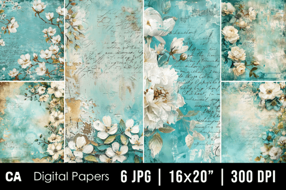 Uncovering the Charm of Vintage Turquoise Floral Journal Pages