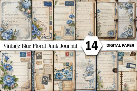 Vintage Blue Floral Junk Journal Kit: A Designer's Guide to Timeless Elegance