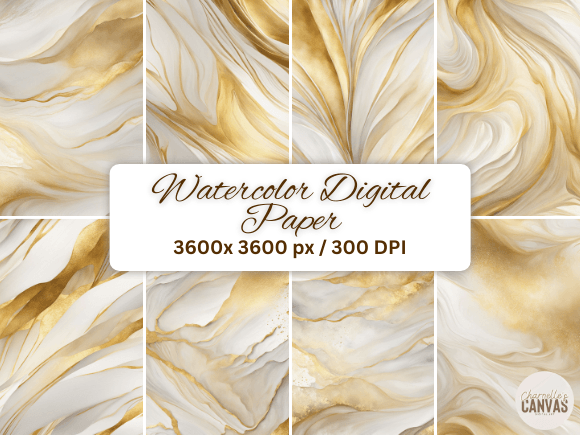 White and Gold Watercolor Digital Papers: Your Design's New Best Friend