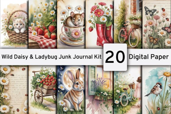 Wild Daisy & Ladybug Junk Journal Kit: Effortless Floral Design
